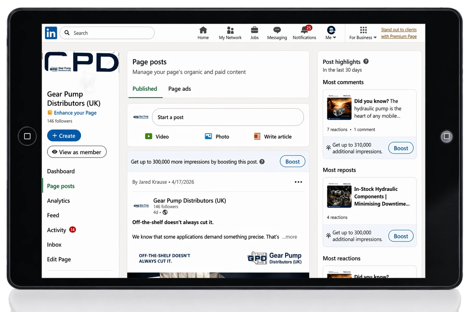 Gear pump distributor linkedin social media page